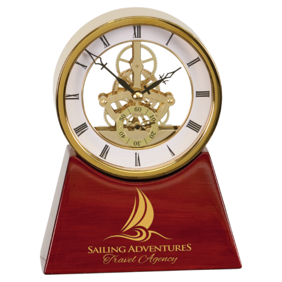Executive Gold/Silver & Rosewood Piano Finish Clock