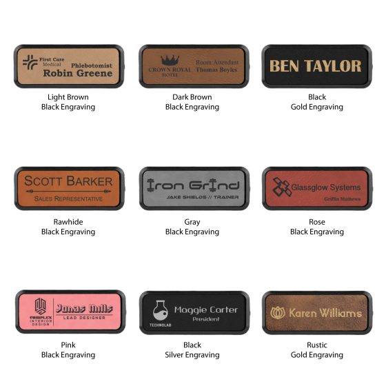 Leatherette Round Corner Badge & Frame - 1"x3"
