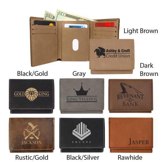 3" x 4" Leatherette Trifold Wallet.